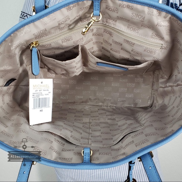 NWT Michael Kors Medium carryall tote sky blue bag - Picture 6 of 7